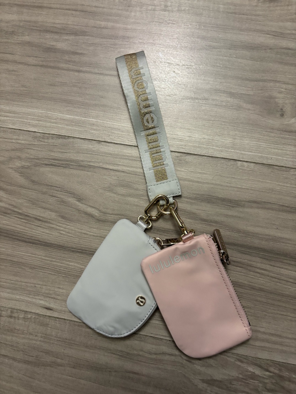 lululemon athletica Pink and White Mini Crossbody Wallet Trio